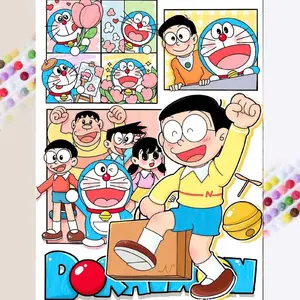 1 set of DIY diamond painting kit, 5D diamond art set, DIY decoration cartoon characters, cheerful atmosphere, adventurous spirit. Mosaic, diamond art, DIY art home decoration.