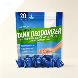 Holding Tank Deodorizer Pods, RV Septic Treatment & Odor Neutralizer, Portable Toilet Chemicals for Marine Camper Sewer Cleaner, Formaldehyde-Free Holding Tank Solution, Waste Digester Packets, 20 Mulberry Packets