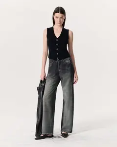 Miramar Wide-Leg Track Pant Washed Black