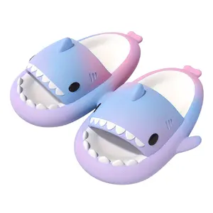 [Summer Fun] Girls' Vibrant Shark Slippers - Gradient Color, Quick-Dry, Non-Slip, Lightweight Breathable EVA Clogs, Suitable for Pool, Beach, and Outdoor Fun, Summer Slippers |   Gradient Color Slippers |   Lightweight Footwear