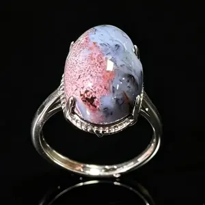 Natural Ocean Jasper 925 Silver Adjustable Ring | Delicate Statement