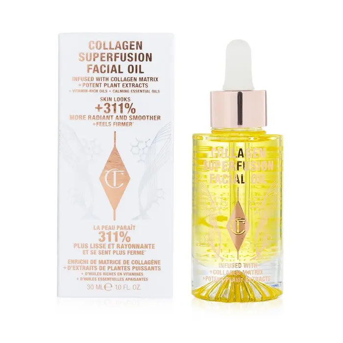 Charlotte Tilbury Collagen Superfusion Facial Oil, 30ml/1oz - Evening Hydrating Oil for Boosting Moisture, Reducing Redness, and Achieving Radiant Skin, Moisturizer, Smoothing