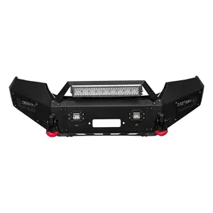 TIOYAR Steel Front Bumper Black Texture for 2015-2022 Chevrolet Colorado with Winch Plate LED Lights 2 x D-Rings Off-Road Performance