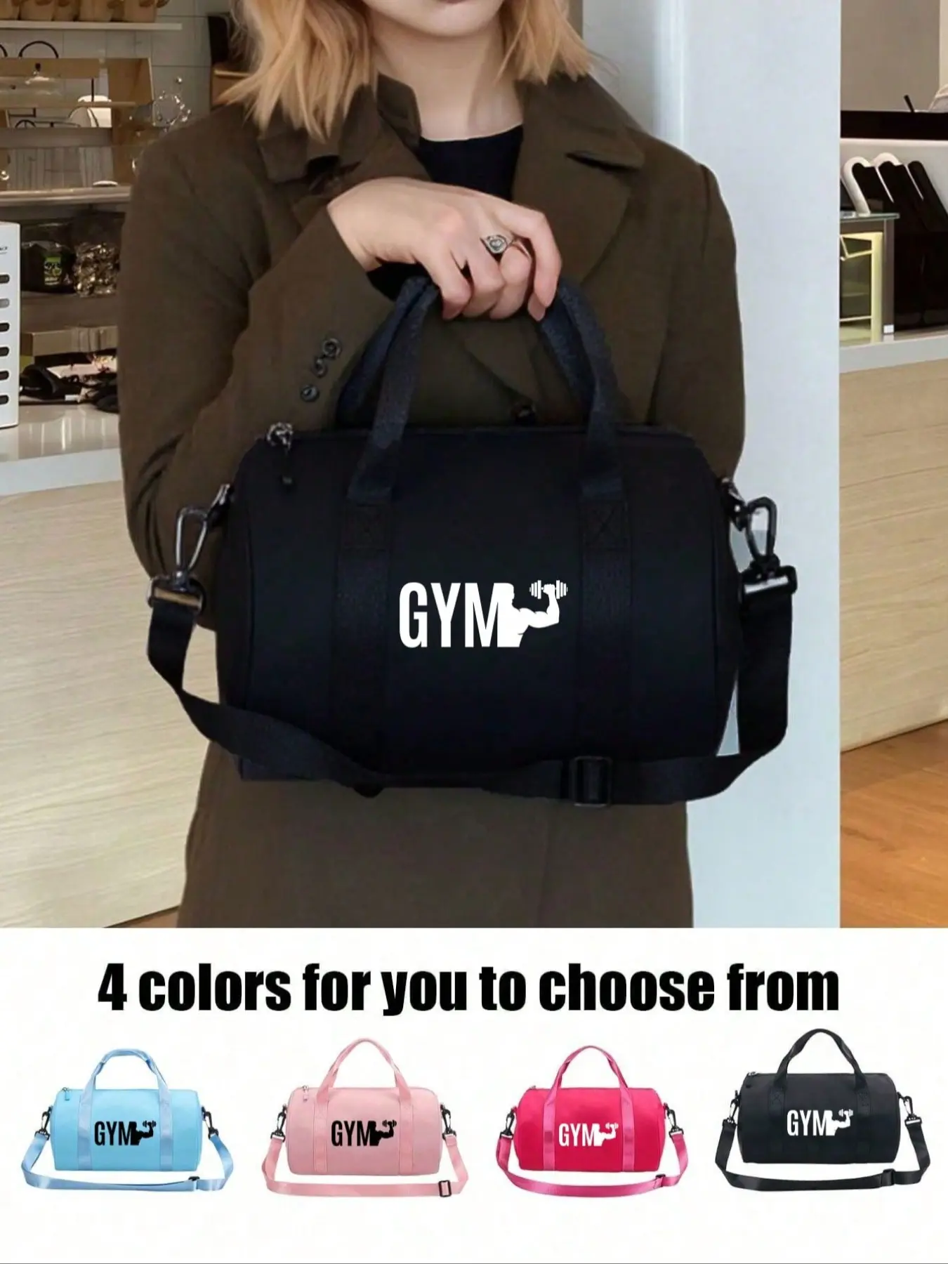 Gym Duffel Bag, Gym Bags, Sports Bags, Workout Sport Bags, Adjustable Crossbody Strap & Top Handle, Multiple Zippered Compartments, Water-Resistant Finish & Breathable Interior Pocket, Travel & Workout Bag for Gym, Commute, Gift for Fitness Fans