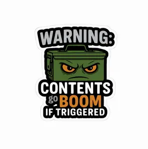 Warning Contents May Explode – Funny Ammo Box Vinyl Sticker Decal for Toolbox, Laptop, Helmet, Water Bottle NXA