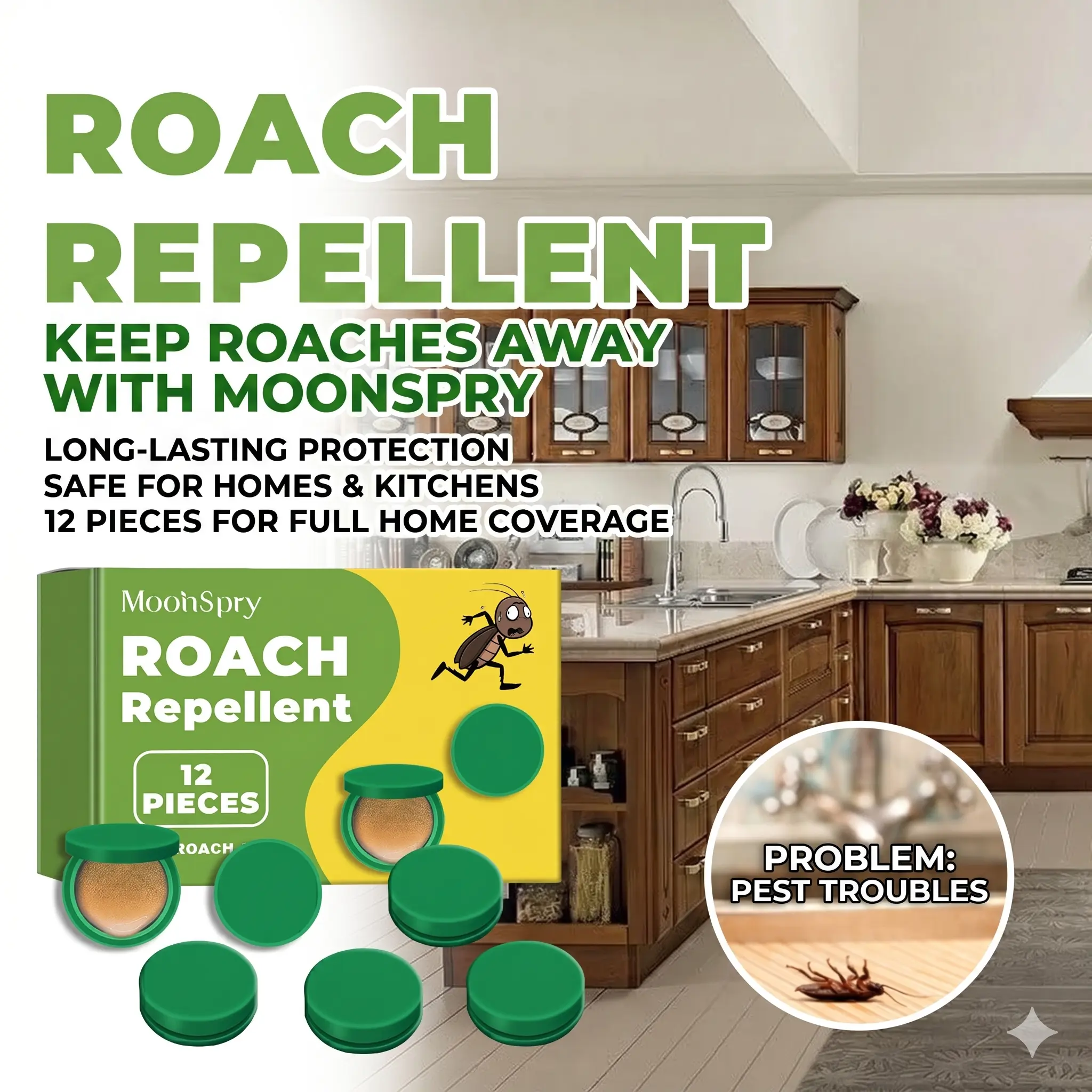 Indoor Cockroach Trap and Sticky Glue Board, Pest Control Bait Station for Home & Kitchen homeessentials