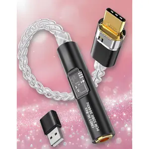 2026 Latest USB C DAC Audio Adapter with Headphone Amplifier USB C to 3.5mm Hi-Res Type C DAC for iPhone 15 Android Laptop Tablet Black
