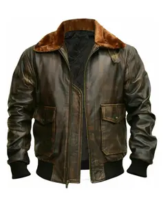 MotorCycleJackets Men's Distressed Brown G1 Aviator A2 Bomber Leather Jacket
