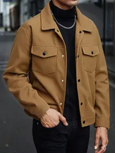 Men's Corduroy Button Front Jacket - Autumn/Winter Warm Collar Casual Coat, Multi functional Pocket and Snap Design, Machine Washable for Daily Casual Wear