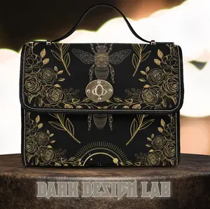Goth Celestial Bee Witchy Satchel Bag - PU Vegan Leather Goth Purse - Bee Handbag