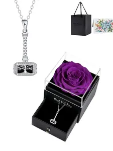 Thunder Tree Mjolnir Necklace Vintage Nordic Style Thor's Hammer Necklace, Luxury Non-Fading Clavicle Chain, with Purple Preserved Rose Gift Box, Perfect Gift for Birthdays, Mother’s Day & Valentine’s Day