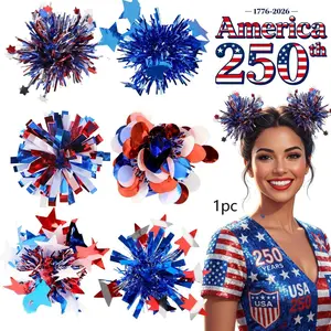 American Independence Day decorations: red, white, and blue star-shaped pieces, colorful ribbon Starburst Hair Clips, National Day celebration bun hairstyle hairpins