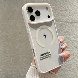 Jesus God Cross Pattern Premium Magnetic Phone Cases for iPhone 17 16 15 14 Pro Max air 13 12 11 Plus Smartphone Shockproof Protection Acrylic Cover Cellphone Casing Protector Black