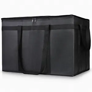 Memorial Day Special: XXXL Insulated Food Delivery Bag (22x14x13) – Professional Catering & Grocery Cooler Tote – Heavy Duty, Reusable Hot/Cold Bag for DoorDash, UberEats, Travel & Picnics – Black, 1-Pack