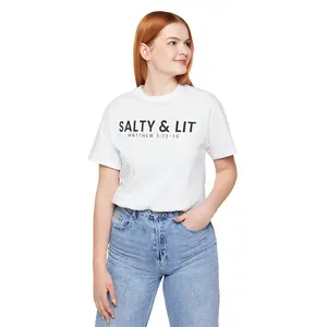 Salty & Lit Christian T-shirt | Matthew 5:13-16 Faith Shirt | Minimalist Bible Tee for Women