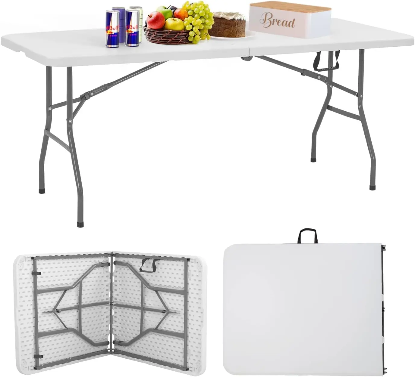 【Black Friday】FDW Folding table Camping Table Plastic Picnic Table Office Table for Parties Wedding Camping Office with Carrying Handle