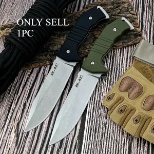 AK-47 High-Hardness Jungle Fixed-Blade Knife with Sheath, 7Cr13Mov Blade, Nylon Fiber Handle , Portable Hiking, Mountaineering, and Adventure Tool, EDC Outdoor Survival Knife, Outdoor Camping Knives, Survival Tools
