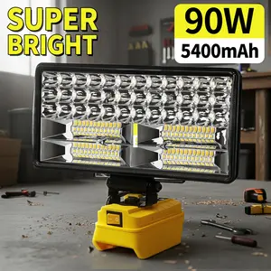 90WCordless LED Work Light Compatible with Dewalt 18V/20V Max Battery, IP65 Waterproof Portable Flood Light, 6500K Super Bright Emergency Worklight for Job Site, Garage, Camping