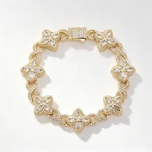 Iced Out Clover Infinity Bracelet | 14K Gold Plated Hip Hop Jewelry
