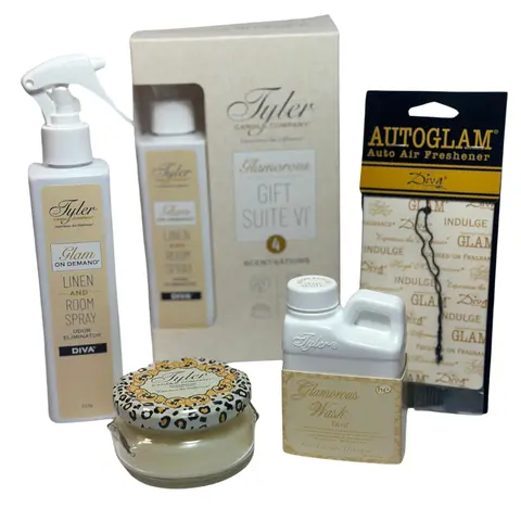 Diva Glamorous Gift Suite VI - (On Demand Room Spary, Glamorous LAUNDRY Wash, Jar Candle, Autoglam)