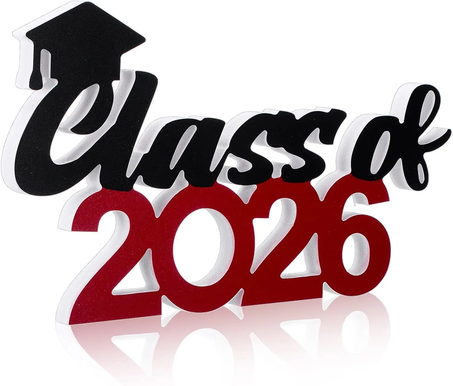 Class of 2026 Sign Graduation Party Decorations 2026 Grad Photo Booth Prop Graduation Table Centerpieces for Senior Night Decor Signs College High School Party Supplies(Black and Red)
