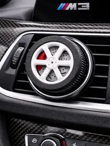 Wheel Car Air Freshener - Realistic Brake & Wheel Design Refillable with Coffee Beans for Natural Scent Vent Clip Attachment Durable Lightweight