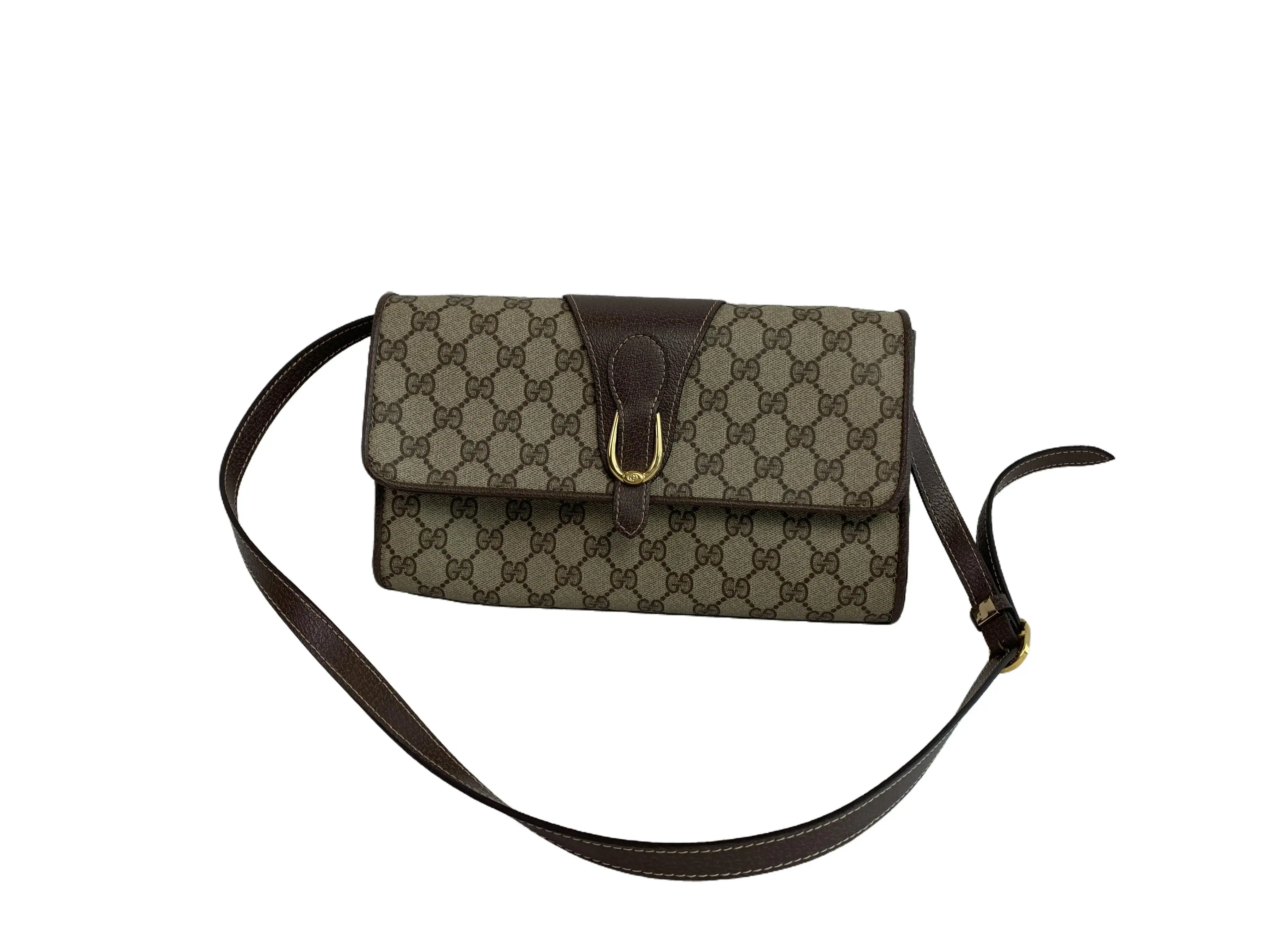 Pre-owned GUCCI GG Canvas Flap Crossbody Bag/EE07624017/4017