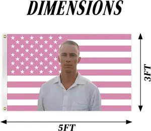 Drew Starkey Pink American Tapestry Flag 3x5 Feet Vibrant Wall Hanging for College Dorm Bedroom Living Room Home Decor - Decoration