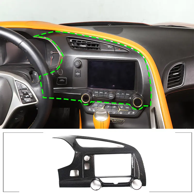 ABS Plastic Carbon Fiber Textured Car Center Console Air Vent Frame for 2014-2019 Corvette C7, Luxury DIY Install Accessory with Double-Sided Tape, Anti-Corr, Cover Existing Scratches, Scratch Hide, Car Decor, Fits Perfectly