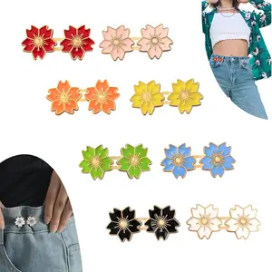 8 Sets Pant  Tightener for Pants Women, Detachable  Adjuster Flower Jean Buttons Pins, Metal  Buckle Clip for Loose Pants, Skirts,Clothes