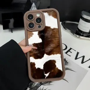 Cowhide Chic Pattern TPU Phone Case for iPhone 17 Pro Max 16 Plus 15 14 13 12 11 Air XR E Shockproof Drop Protection Rugged Durable Silicone Cover Cellphone Protective Smartphone Casing