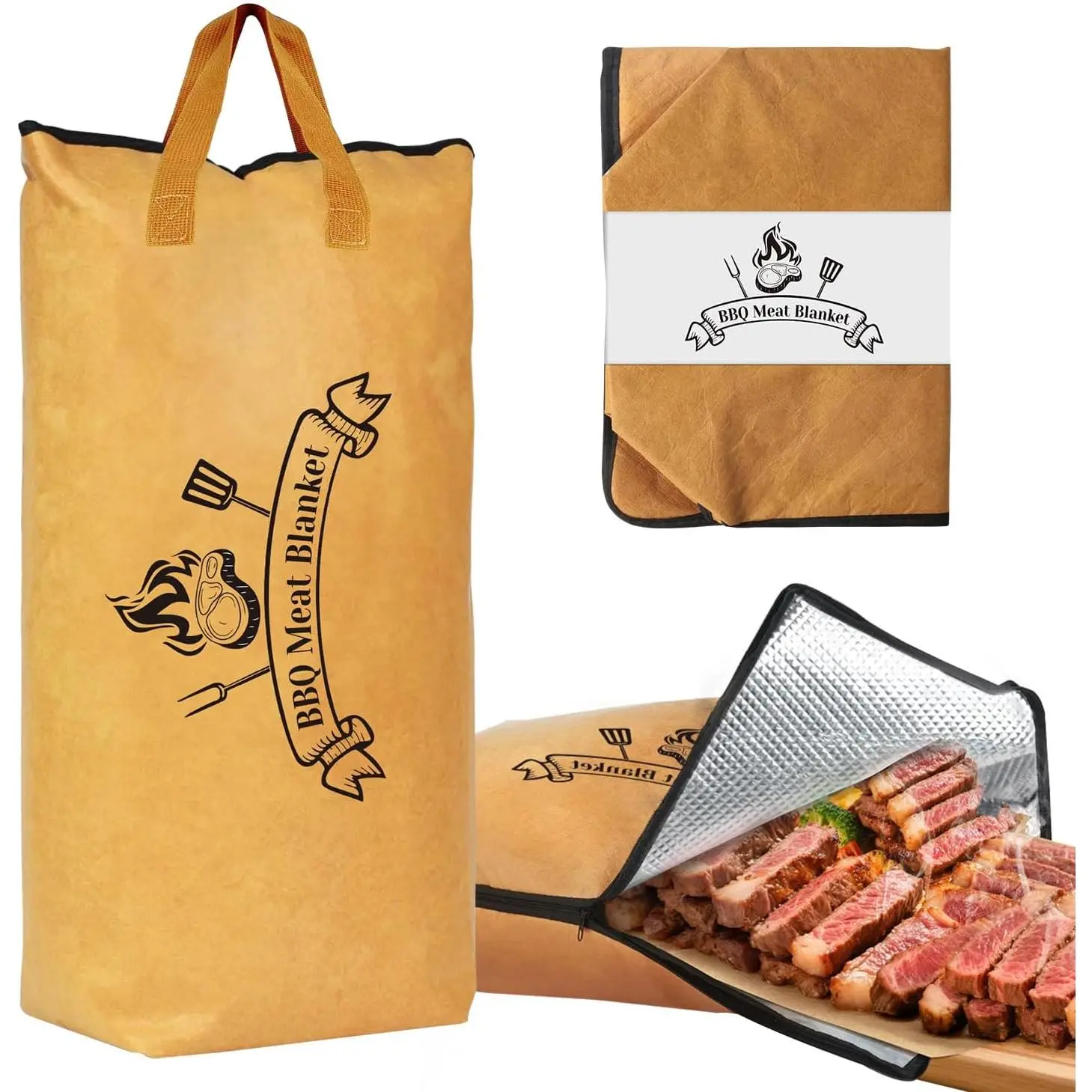 BBQ Blanket for Resting Meat: Insulated  Blanket & Brisket Rest Bag,  Meat Warmer for BBQ Compatible with Traeger & Pit Boss Smokers BBQ  for Dad Grillers (Tan)