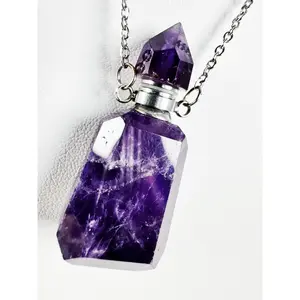 BRAZILIAN AMETHYST AMULET NECKLACE ADJUSTABLE (31") (MW71)