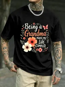 Men's Casual Short Sleeve T-Shirt, Trendy Print Design, Perfect for Friends and Family, Outdoors, Sports, Office Wear