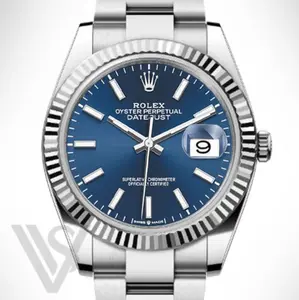 Rolex Datejust 41mm Blue Index Dial Fluted Bezel Stainless Steel Oyster Bracelet