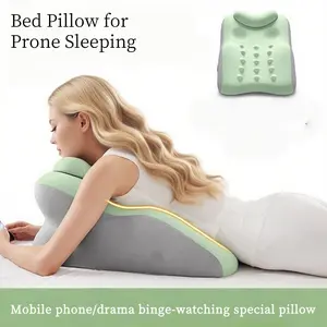 Reading Pillows Ergonomic Support Pillow, Multi-Functional Stomach Pillow, Breathable Bed Pillow for Side & Back Sleeping, Memory Foam Pillow with Removable Cover, Multi-Purpose Back Support