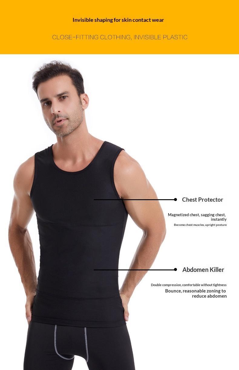 Men Compression Tank Top | Tummy Control, Gynecomastia Shaper, Posture Correction Seamless Undershirt for Gym, Business & Dating Menswear