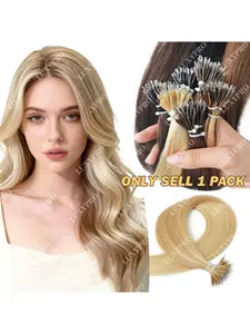 Micro bead Nano-Ring Hair Extensions - Natural Straight Human Hair, More Colors (Blonde, Brown, Black) Undetectable Hair Extensions, 30.48-60.96cm Length, Adds Volume & Length For Women & Men, Platinum Highlights Hair, For All Women