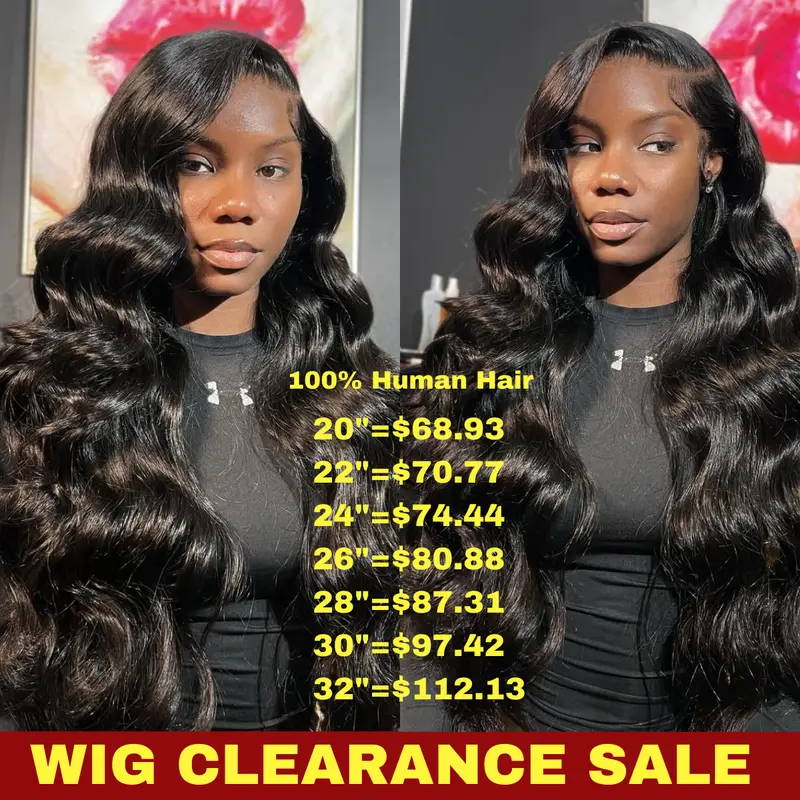 Suntu Hair Wigs [Clearance Sale] 13x4/13x6 HD Transparent Lace Frontal Wig, Pre-Plucked Brazilian Body Wave with Baby Hair, 180 Density, Natural Hairline, Women's Natural Black, 20-32in, Ideal for Weddings, Spring Glowup