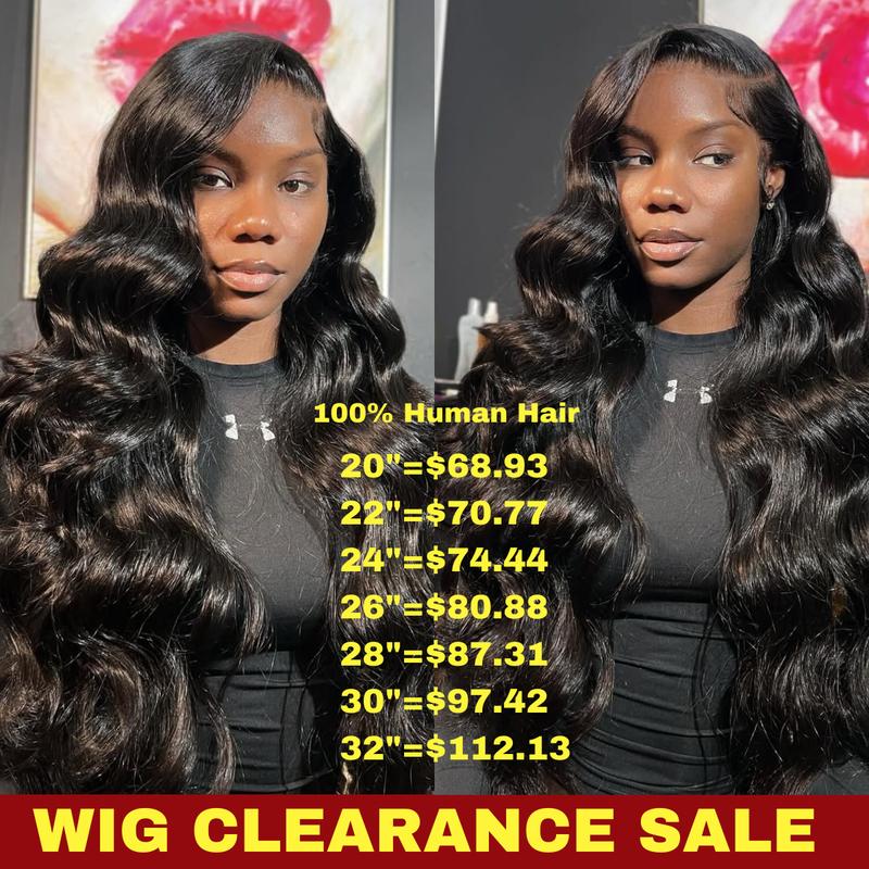 [Wig Clearance Sale] Suntuhair 13x4 13x6 HD Transparent Lace Frontal Wigs Human hair Pre Plucked Brazilian Body Wave Frontal Wigs Human Hair with Baby Hair 180 Density Natural Hairline Natural Black Colork Women Natural Black 20-32inch