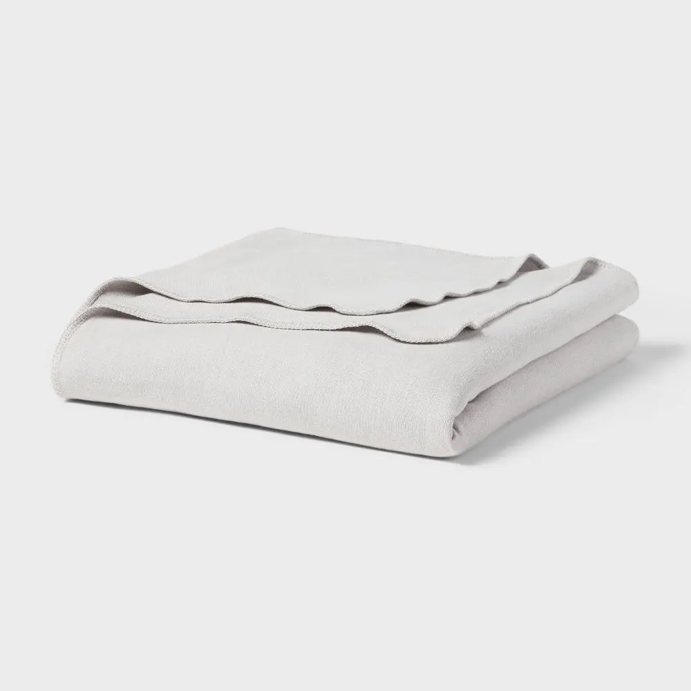 Full/Queen Brushed Cotton Blanket Solid Gray - Threshold