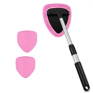 Windshield Cleaning Tool with Extendable Handle, Microfiber Car Window Cleaner, Car Interior and Exterior Glass Squeegee, Car Glass Cleaning Set