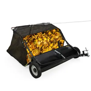 Heavy Duty Tow Behind Lawn Sweeper – 50 Inch Wide, 26 Cu. Ft Large Capacity, Adjustable Sweeping Height, Easy Dumping Design, Perfect for Lawn, Yard, and Farm Cleanup