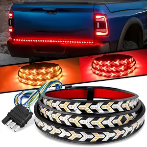 Arrow LED Tailgate Running Light Kit, Bar Strip for Truck, Strobe (Flashing) Brake Flexible Switchback Red Amber Yellow Sequential Turn Signal Light (60 Inch)