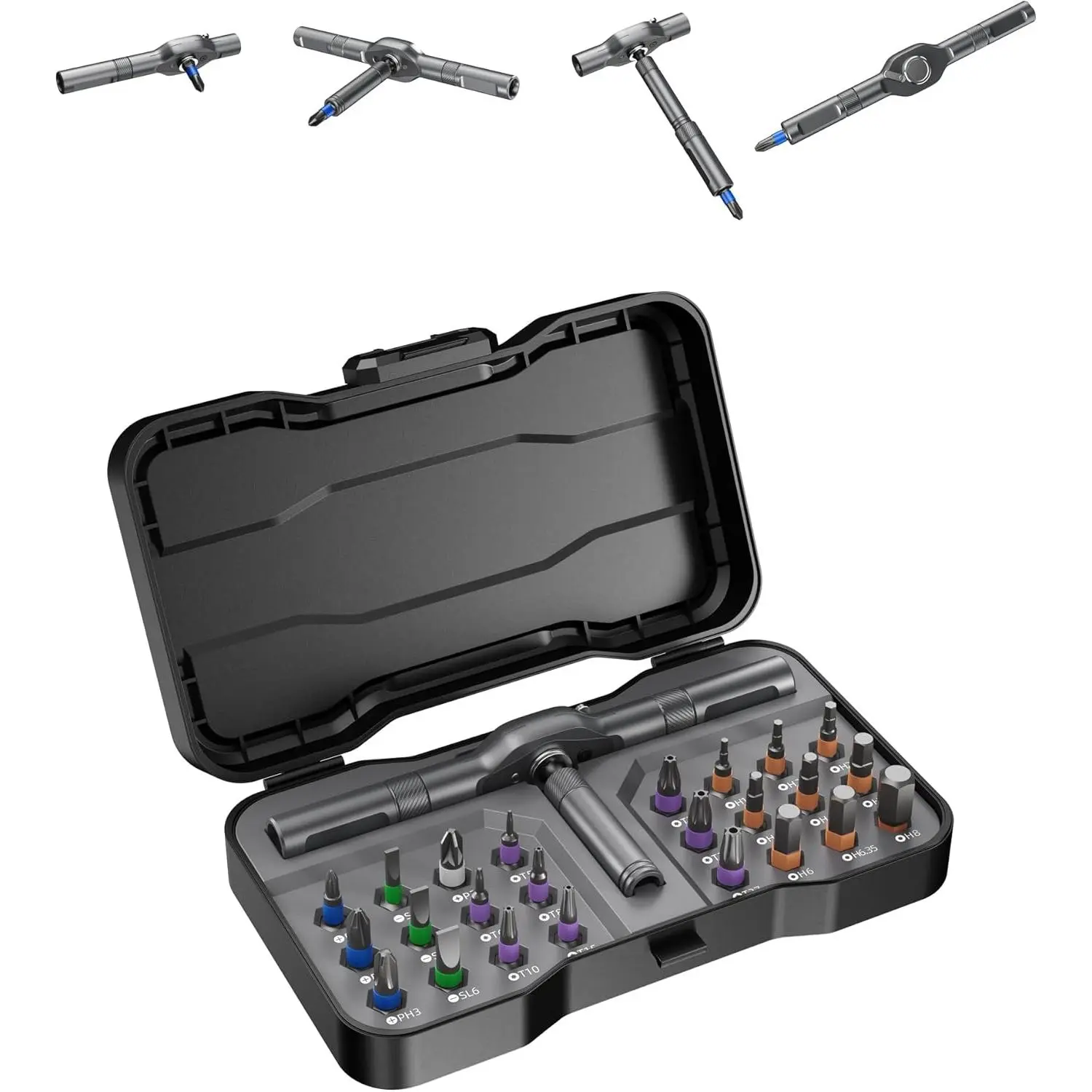 24 in 1  Ratchet  Set - Multi Bit Precision Repair Tool Kit with Detachable Handle, S2 Steel Bits, Portable Storage Case for Furniture, , , Electronics