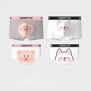 Cute Couple Underwear, Pure Cotton, Men's Boxer Shorts with Round Crotch & Print, Women's Briefs, Ideal for Gift – Real Men Wear Cartoons!! !