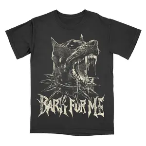 Bark For Me Aggressive Doberman T-Shirt, Gothic Metal Graphic Tee, Vintage Washed Black Cotton Top, Edgy Spiked Collar Dog Shirt，funny graphic tee，summer graphic tees，tee