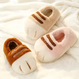 Plush Cat Paw Slippers for Women Fuzzy Comfy Indoor Outdoor House Shoes Cute Animal Claw Design Soft Warm Cozy Non-Slip Soles Winter Footwear Halloween Christmas Gift Idea