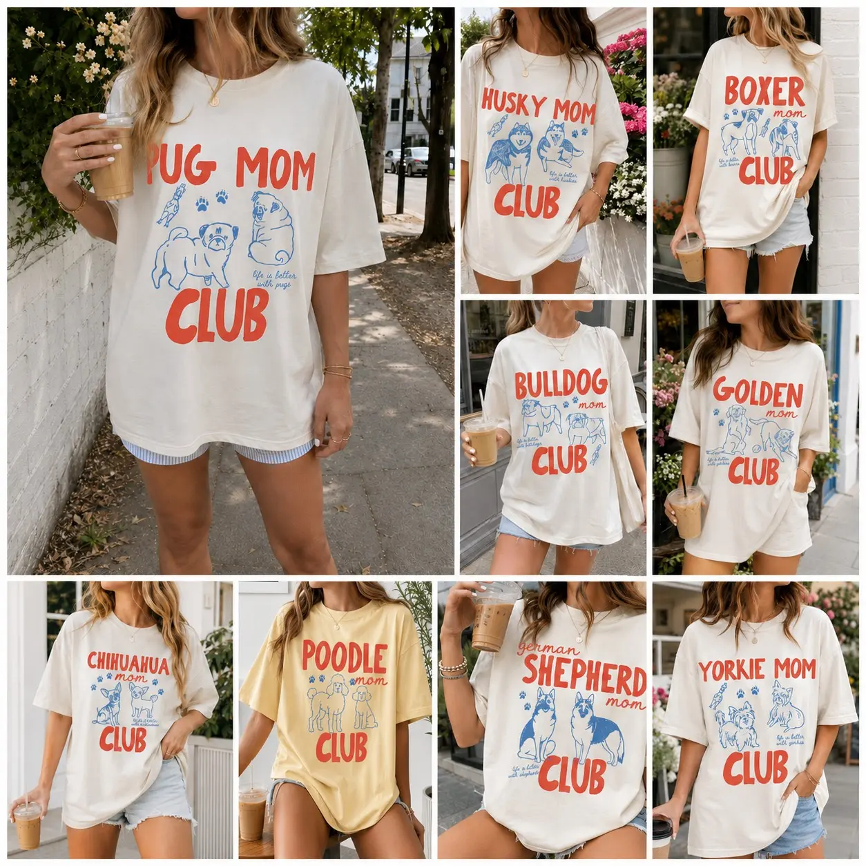 Comfort Colors Dog Mom Club Shirt, Dog Breeds Club Tee, Golden Retriever Chihuahua Yorkie Bulldog Husky Lover T-Shirt, Pet Parent Graphic Tee Gift for Dog Mom, Women Dog Lover Shirt