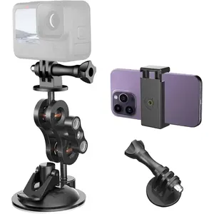 Camera Suction Cup Mount,Car Windshield Window Dashboard Suction Cup Holder,Phone Holder,for GoPro Hero 12 11 10 9 8 7 6 5 Insta360 X3 GO3 DJI Action 3 4 Accessories,with 1/4 Thread Adapter